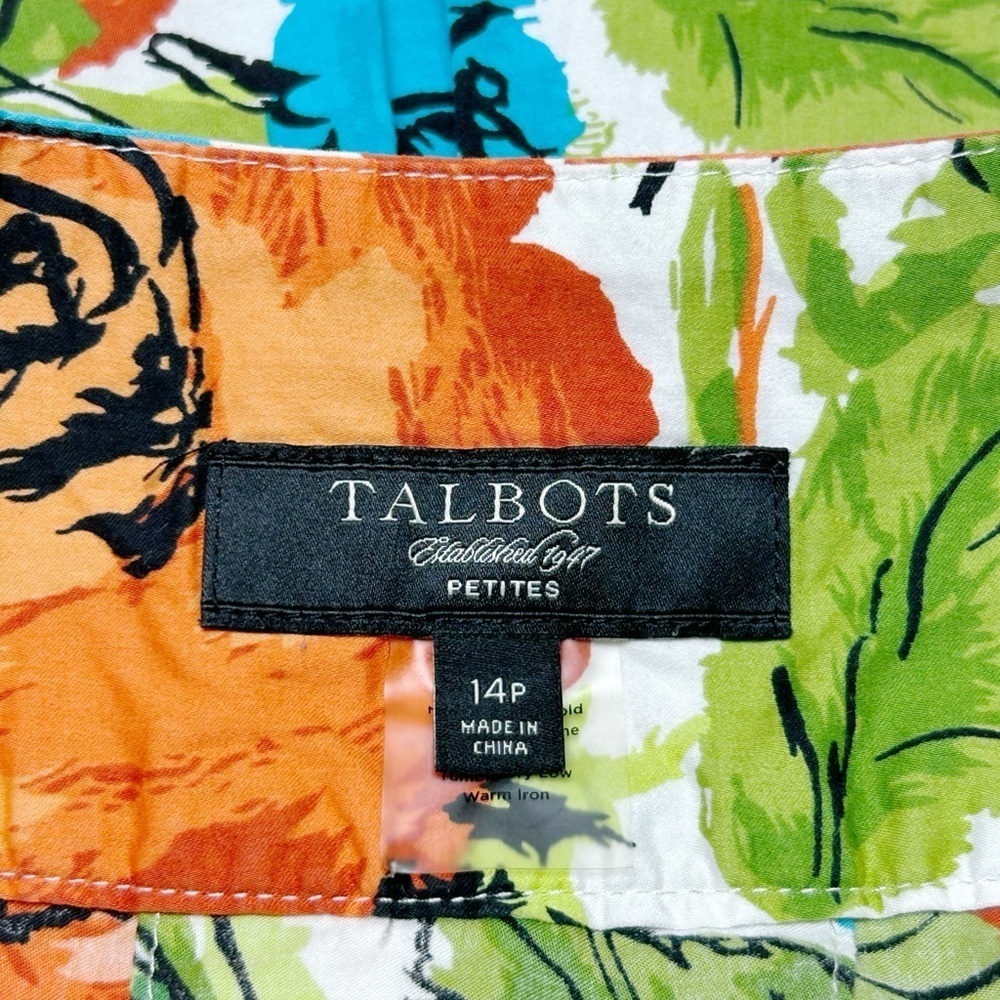 Talbots A-Line Skirt Women Size 14P Multicolor Pleated Floral - Picture 5 of 7